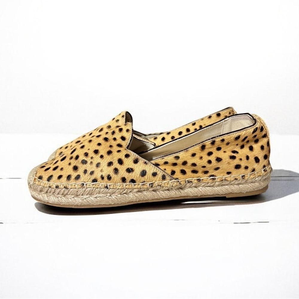 🌻NEW NWOT Sam Edelman Kesia Animal Print Real Fur Slip-On Espadrilles Size 8